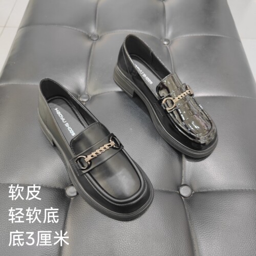 373软皮厚底乐福鞋2026新款休闲百搭学院风圆头小皮鞋上班工作鞋