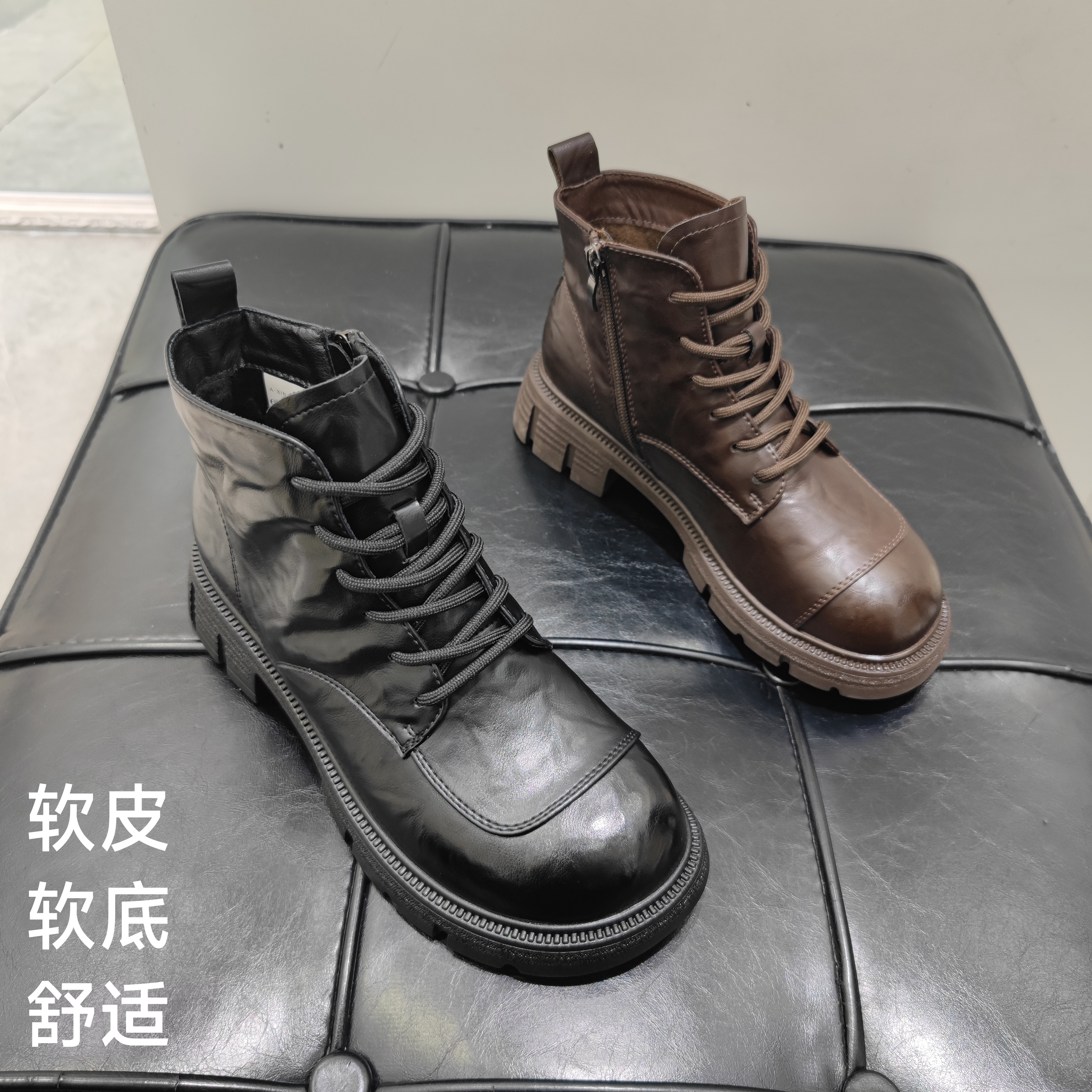 88软皮复古棕色马丁靴女2025新款靴子冬女款软底短筒超酷短靴爆款