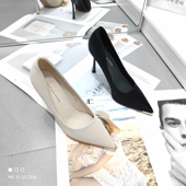 8869 潮 金属尖头细跟浅口气质百搭黑色职业单鞋 1高跟鞋 女2026新款