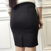 大码 新款 高腰裙OL显瘦修身 安全裤 裙女 半身裙职业一步裙黑色中长款