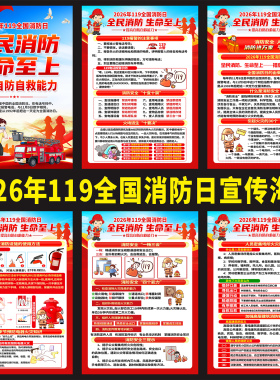119全民消防日安全教育宣传展板