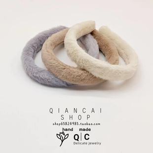 日常外戴百搭网红头饰毛绒头扣洗脸头箍 头发箍女款 白色新款 秋冬季