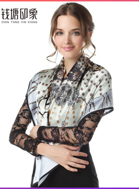 【钱塘印象】真丝大方巾 100%桑蚕丝素绉缎丝巾 琳琅满目 Q81202