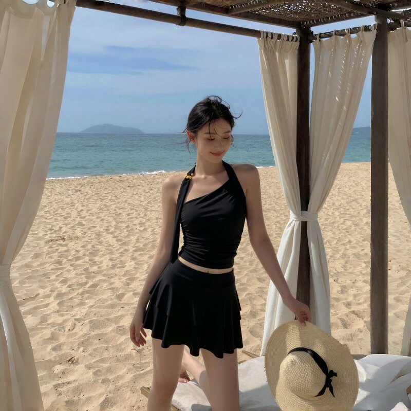 2026新款泳衣女高级感分体裙式显瘦绝美保守游泳衣平角裤带胸垫图片