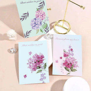 简约高档烫金感恩节贺卡小樱花感恩感谢对折式生日卡带信封小卡片