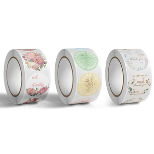 500贴 饰封口标签贴纸 卷清新花贴纸合集thankyou谢谢礼物感谢装