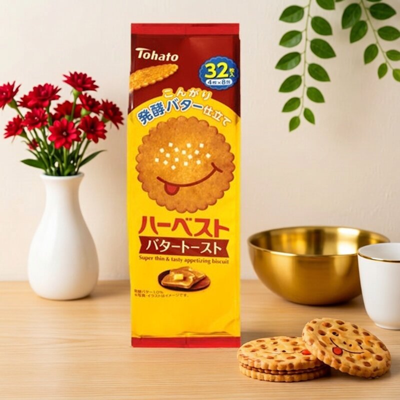 日本直邮Tohato东哈特薄脆饼干焦糖砂糖味32枚入休闲办公室零食