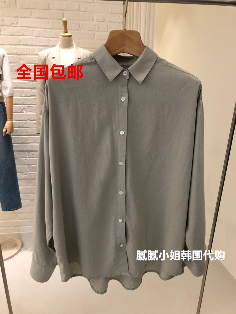 韩国东大门 maran 春新 天丝翻领长袖衬衫