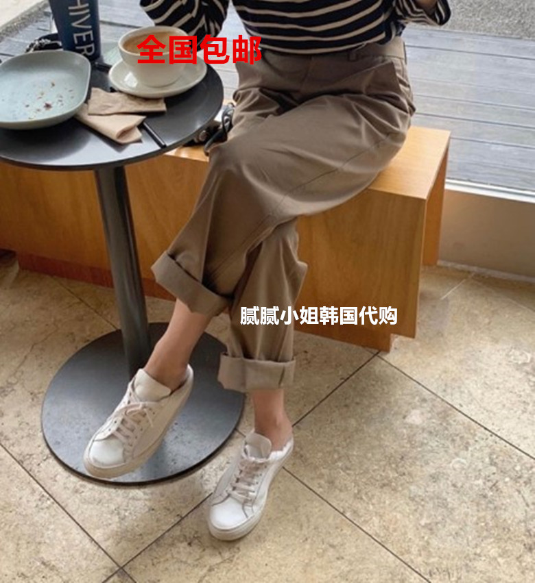 韩国东大门代购 vegetable 新款 百搭气质直筒休闲裤