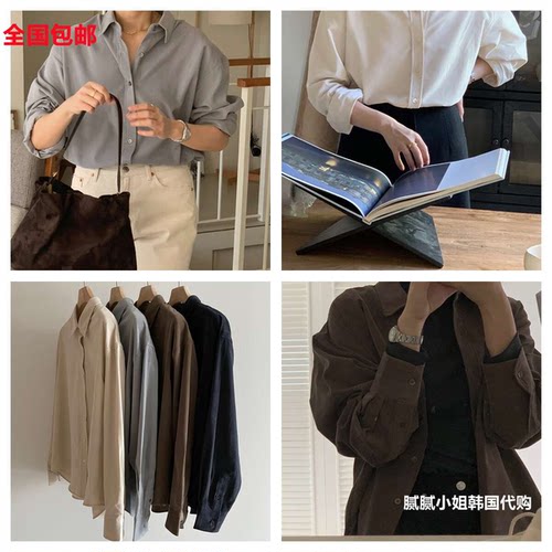 韩国 东大门Monique102307 秋冬 1oo棉 复古灯芯绒 衬衫