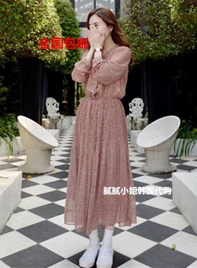 BINUS韩国东大门代购25春新款碎花花边连衣裙