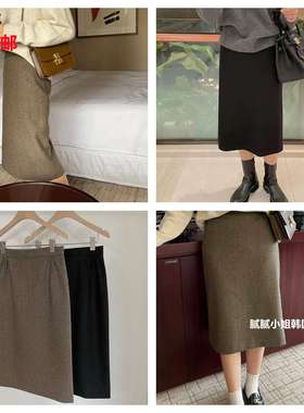韩国Monique103107秋冬 50%羊毛 气质 复古 半身裙