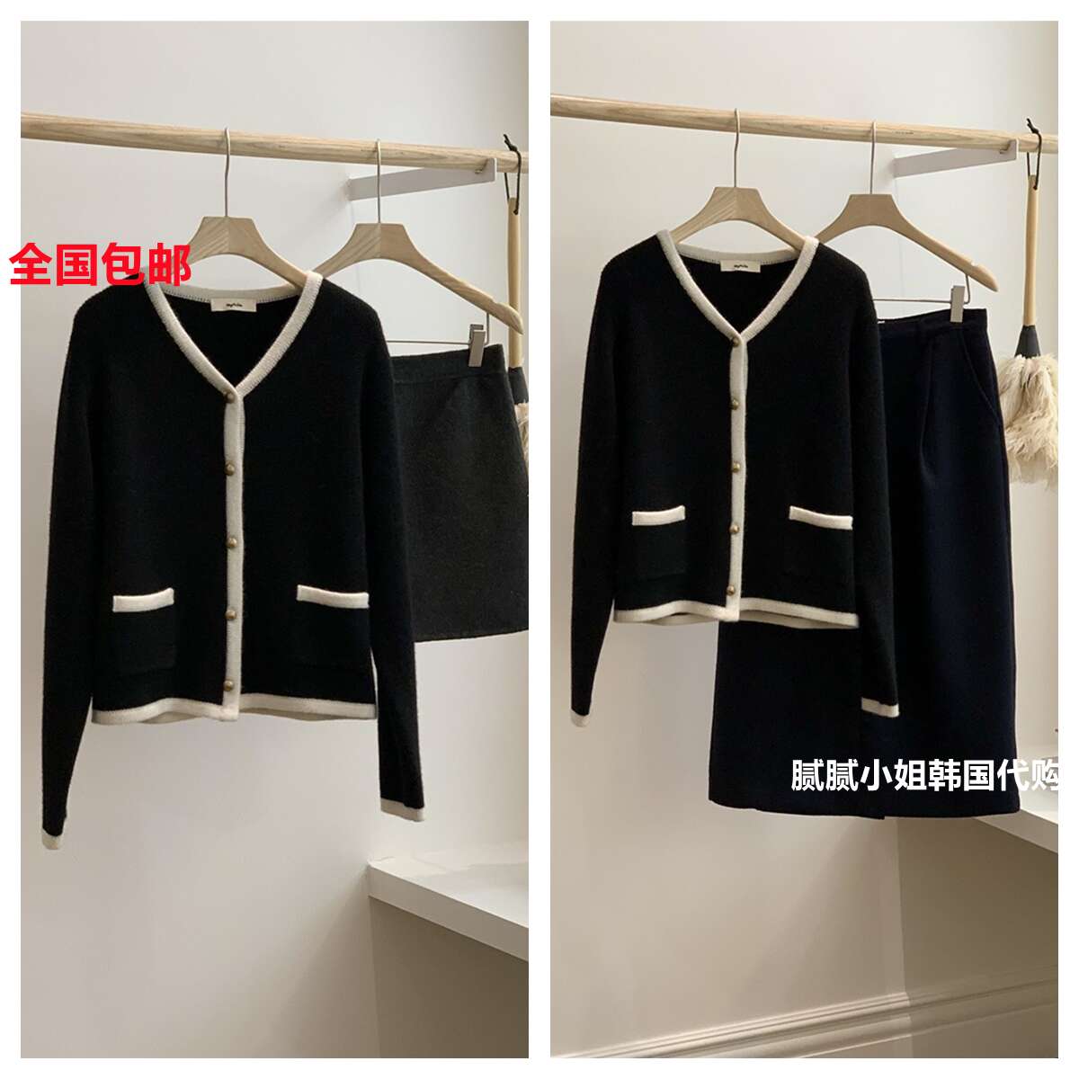 韩国高品质Vegetable100801秋冬10%羊绒 90%羊毛复古毛衣开衫