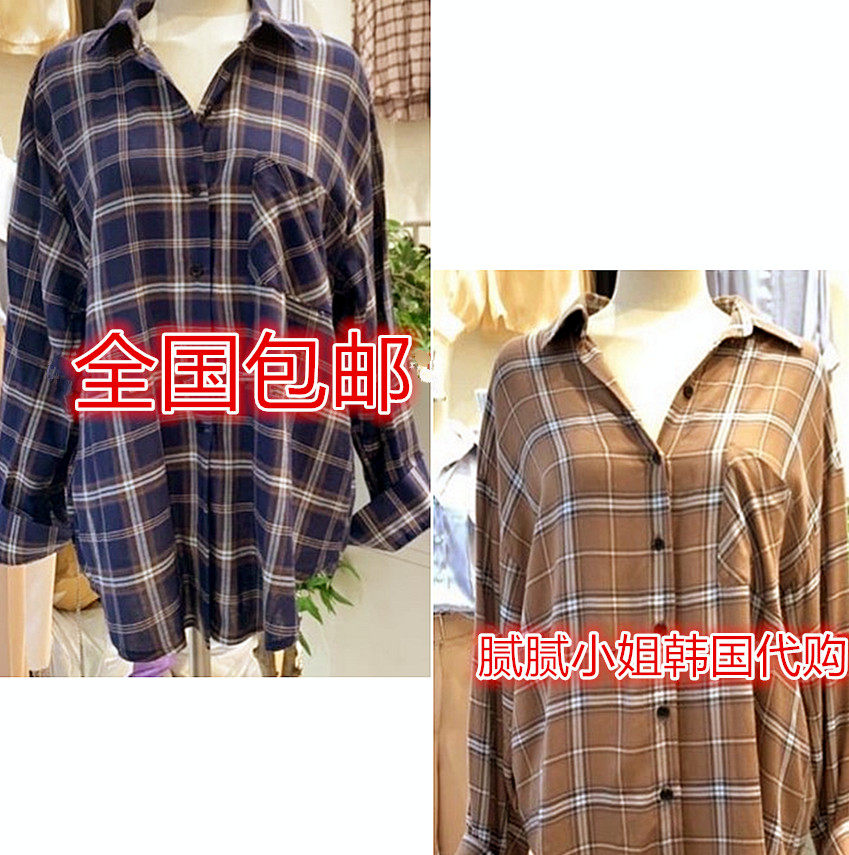 2025秋冬新款韩国东大门asome经典格子衬衫090615