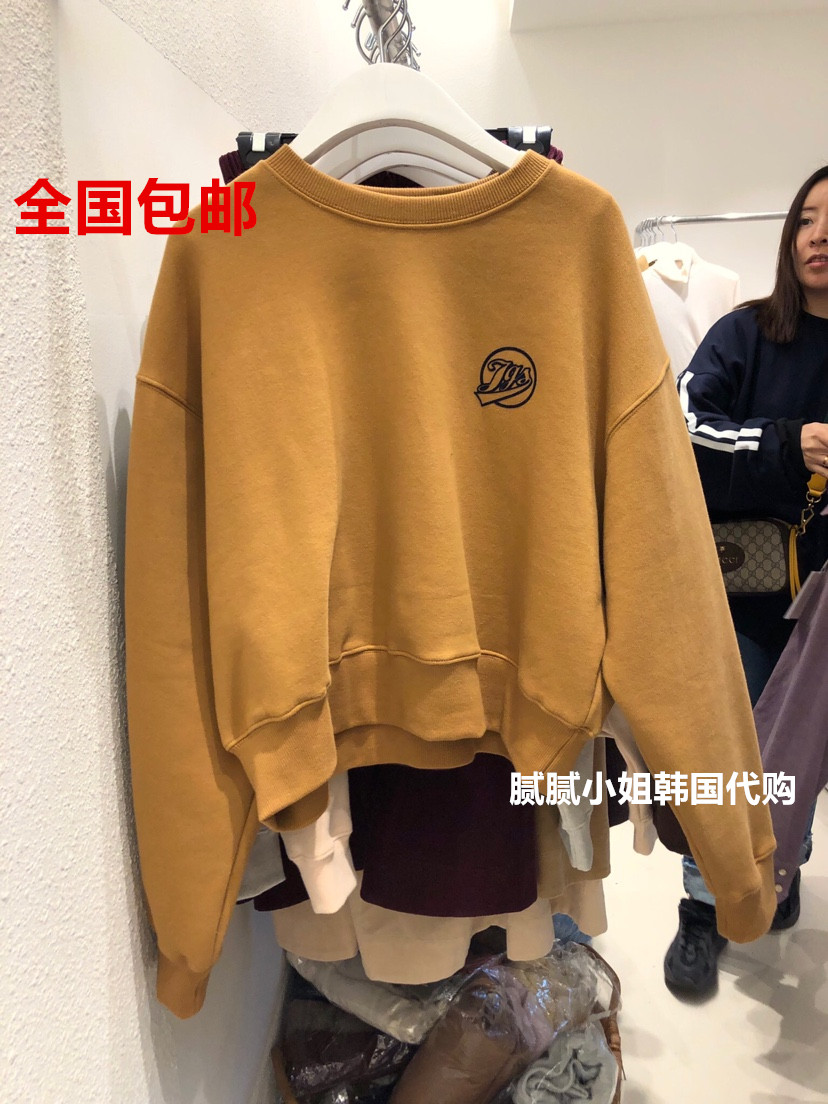 韩国东大门代购 jeong gam 新款舒适圆领加绒卫衣