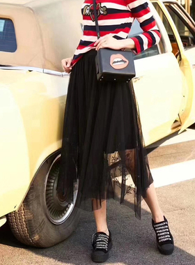 珈姿莱尔 专柜正品 百搭时尚蕾丝刺绣松紧腰气质半身裙JC1187