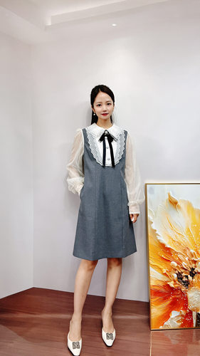 断码清仓 兰蔻系列 时尚百搭假两件式 优雅气质连衣裙Y610