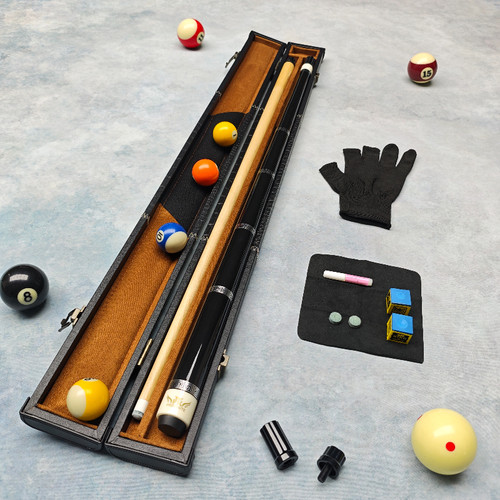 征途3 奥斯本台球杆镶嵌全新银环做工中式黑八杆九球手工