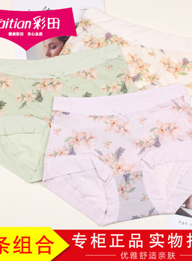 3条装彩田冰丝莫代尔内裤32706女高腰收腹宽松大码包臀短裤32708