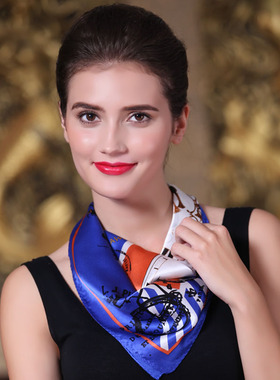 【清仓特惠】真丝小方巾 桑蚕丝素绉缎丝巾 时间记忆 J81032