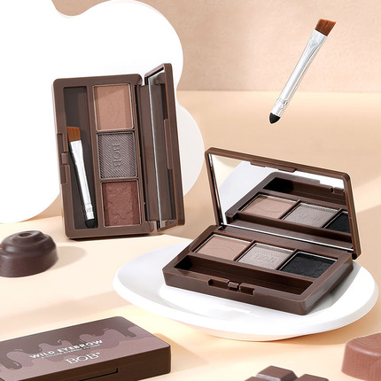 Chocolate Three-Color Eyebrow Powder Is Waterproof, Sweat-Proof, Non-Fading, Contouring, Three-Dimensional Nose Shadow, Shadow Powder, Long-Lasting, Natural Wild Eyebrows