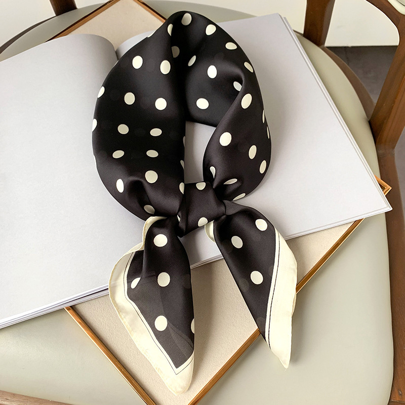 法式复古波点发带丝巾女小方巾韩国百搭春秋薄款职业空姐装饰