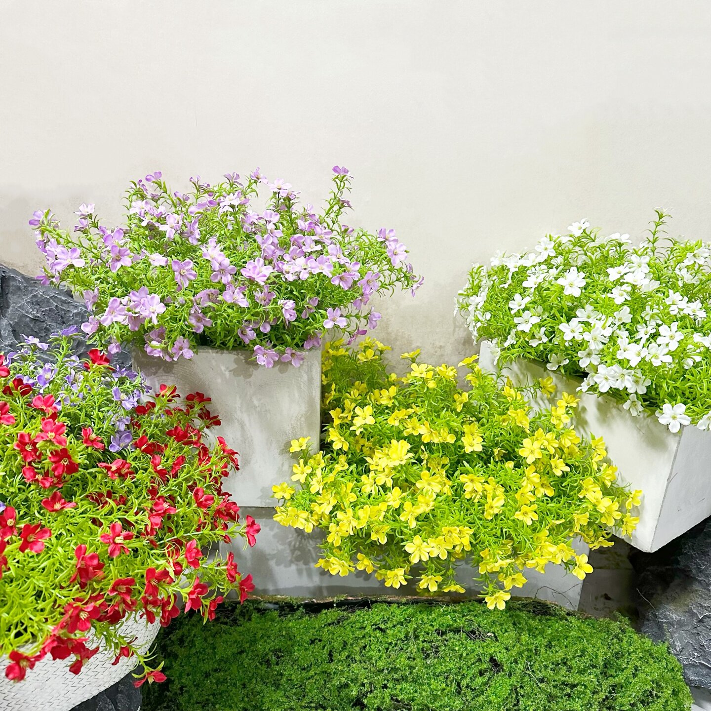仿真花多彩莫奈花园高端小把束野花庭院餐厅装饰软装造景花箱摆放