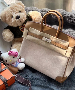 全手缝铂金包25帆布拼法国原厂Swift皮休闲百搭手提包可定制30