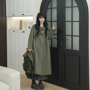 伊迪卡宽松气质百搭时尚中长款大衣女士秋冬款小个子双面毛呢大衣