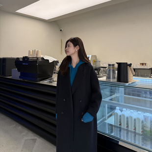 【伊迪卡】26春秋冬小个子双面羊毛大衣戗驳领显瘦高长款毛呢外套