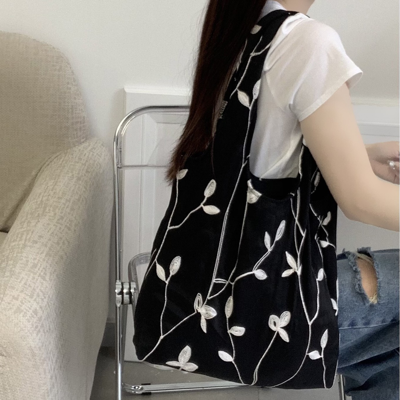 2025夏季洋气ins蕾丝帆布包韩系慵懒风女单肩包文艺小清新托特包