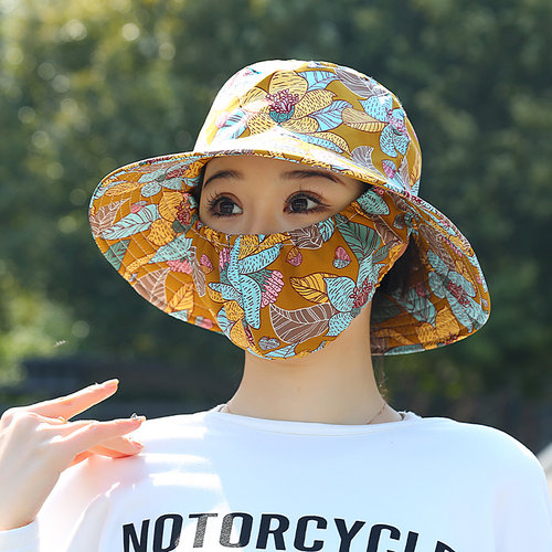 新款夏防晒遮阳帽口罩一体渔夫帽