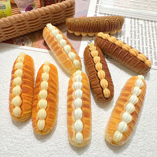 微缩仿真奶油面包条树脂配件奶油胶diy发饰头绳盲袋吊坠装饰材料