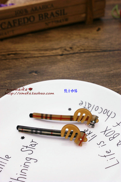 出口韩国亚克力镜梳子格子对夹发饰留海发夹边夹顶夹一字夹子头饰