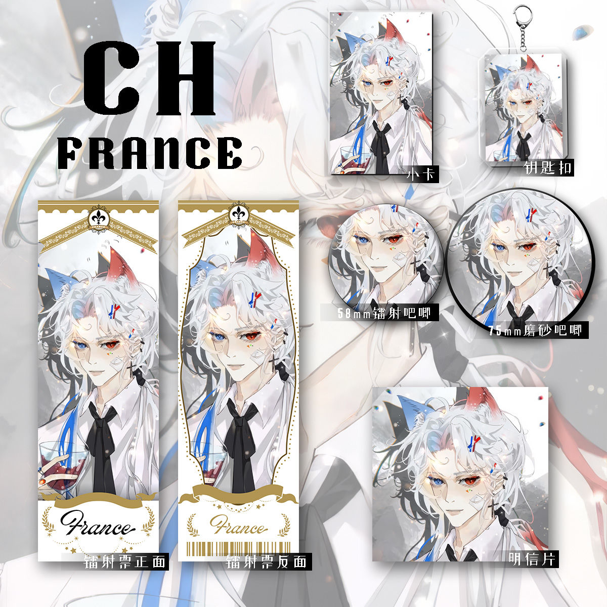 五常国家拟人CH贴纸俄瓷美英CountryHumans爆款六件套礼包