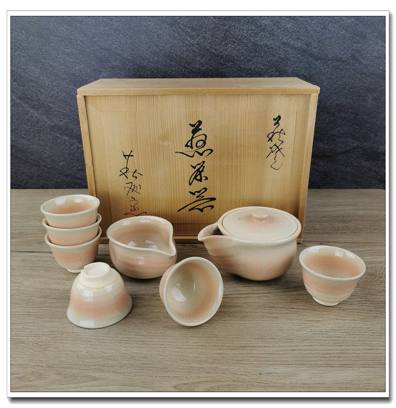 国内现货日本进口萩烧萩殿窑6客煎茶器共箱宝瓶 日式茶具公道茶杯