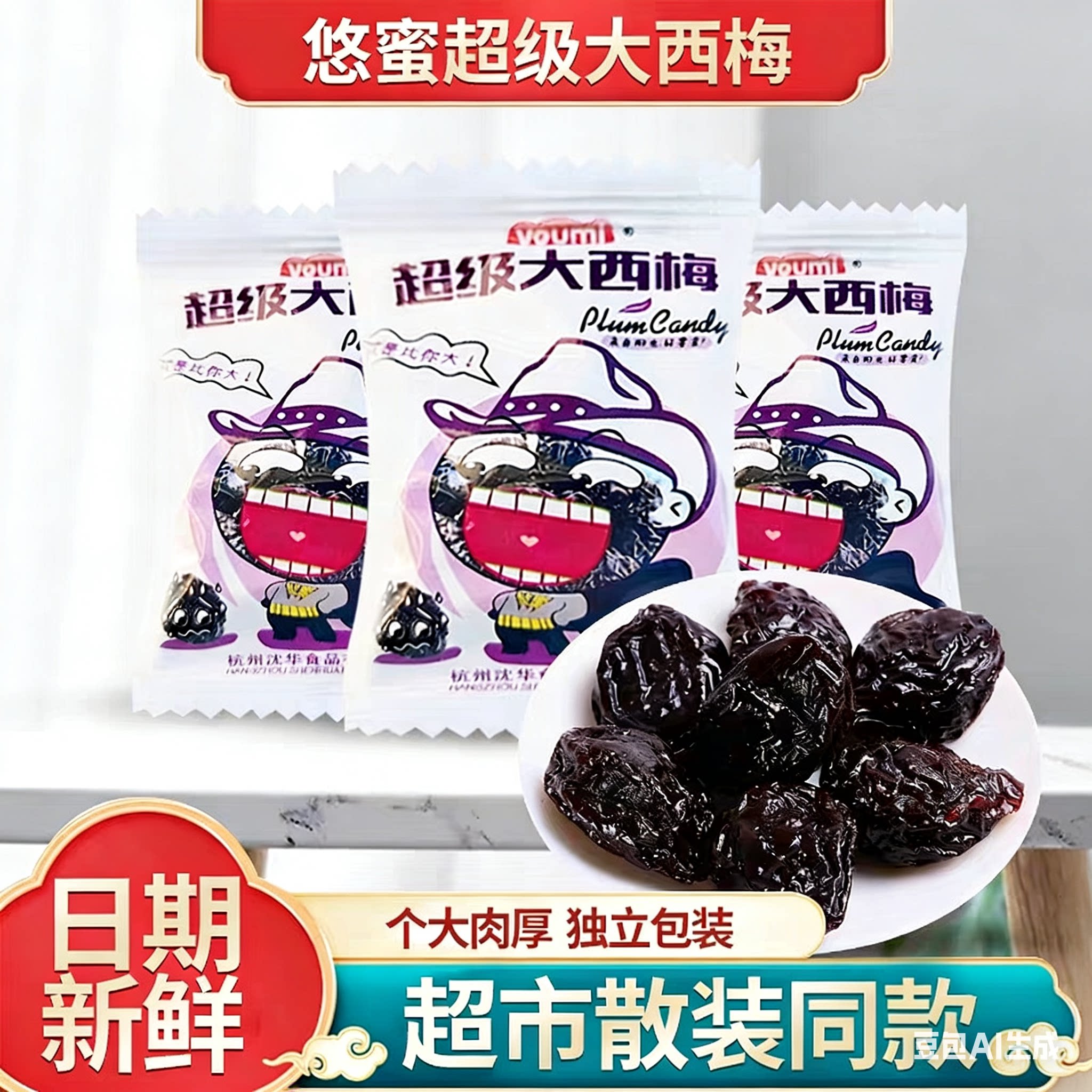 悠蜜超级大西梅500g加州果干蜜饯 网红零食果脯休闲食品 独立包装