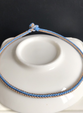 补水补金 细款 手链 脚链 3毫米 蓝色 杏色