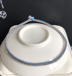 补水补金 细款 手链 脚链 3毫米 蓝色 杏色