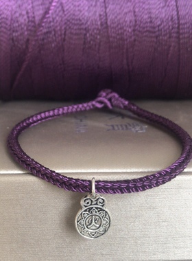 五行补火  银牌 紫色四面佛手链