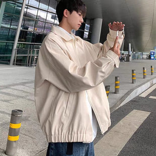 痞帅机车夹克宽松休闲百搭阔版 春秋季 皮衣 PU皮外套男士 25A1A7美式