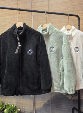 25C2D3秋冬新款加绒加厚情侣外套港风设计感仿羊羔毛宽松保暖棉服