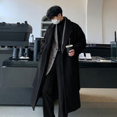 廓形毛呢风衣外套英伦风过膝长款 XZ226冬季 新款 宽松加厚呢子大衣