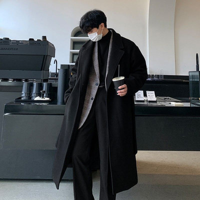 冬季新款廓形毛呢风衣外套