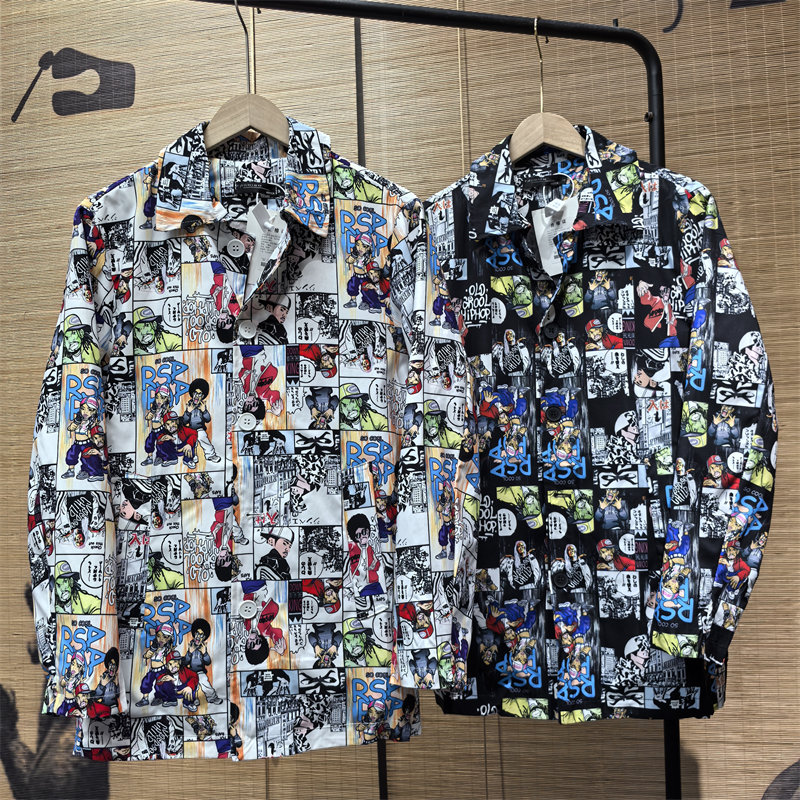 美式复古涂鸦衬衣款外套