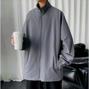 休闲百搭宽松纯色夹克潮流帅气上衣 男士 25C10C4新款 立领外套秋季