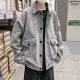 25B1C4日系平绒翻领工装 夹克港风休闲复古宽松大码 外套潮流上衣服