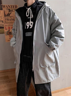 冬季潮流中长款棉服大衣
