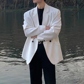 25A10B6轻熟风垫肩西装 外套秋季 港风潮流高级感痞帅宽松西服上衣