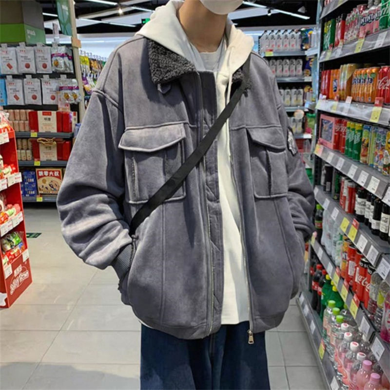 美式复古仿麂皮绒情侣外套